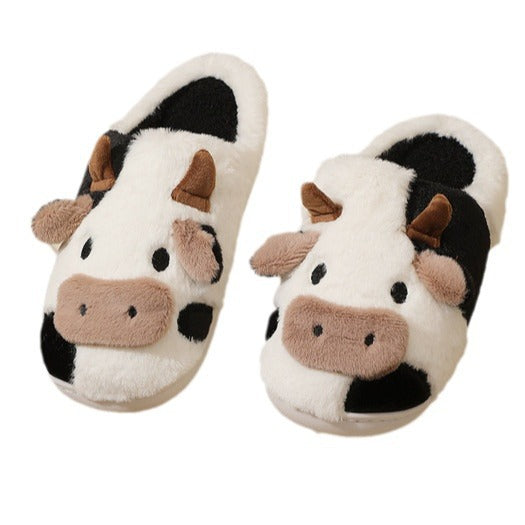 Wholesale Winter Cartoon Cow Plush Cotton Slippers